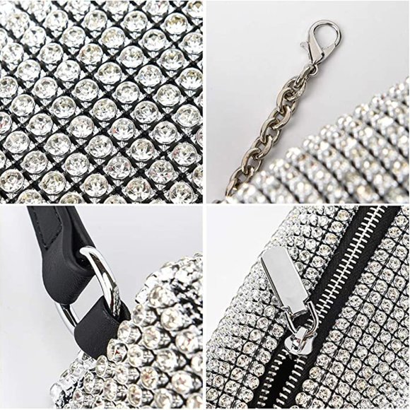 Rhinestones Silver Club Bag / Clutch